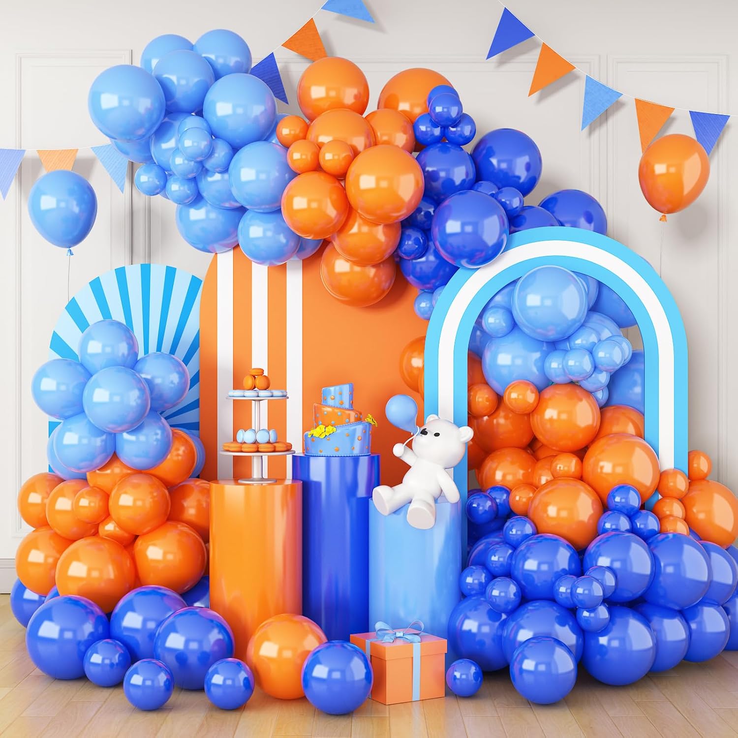 Orange Lighting Decor - Arco de balão azul laranja decoração