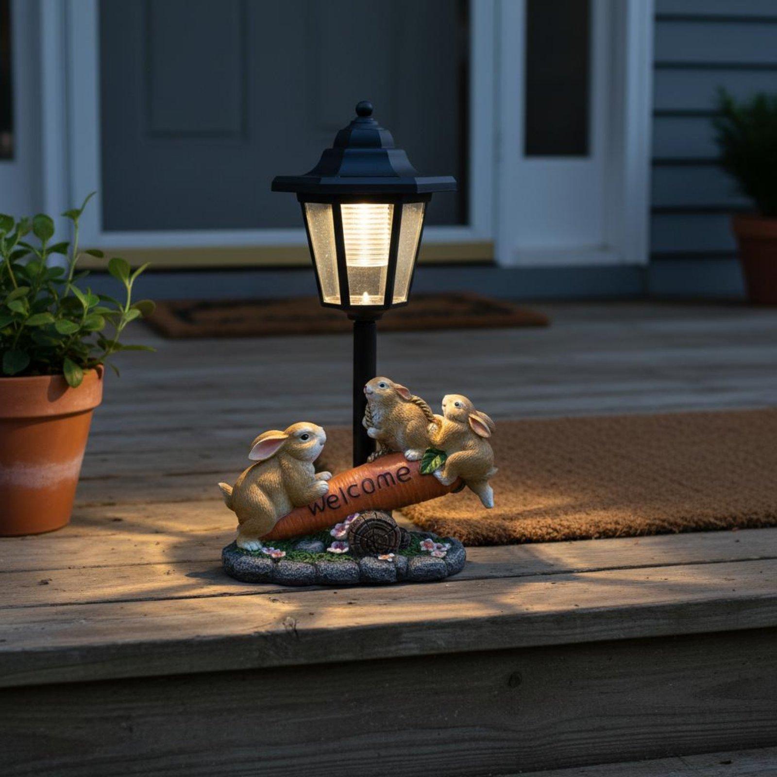 Lighting Decor Ideas - Estátua de Coelho Solar Decorativa com