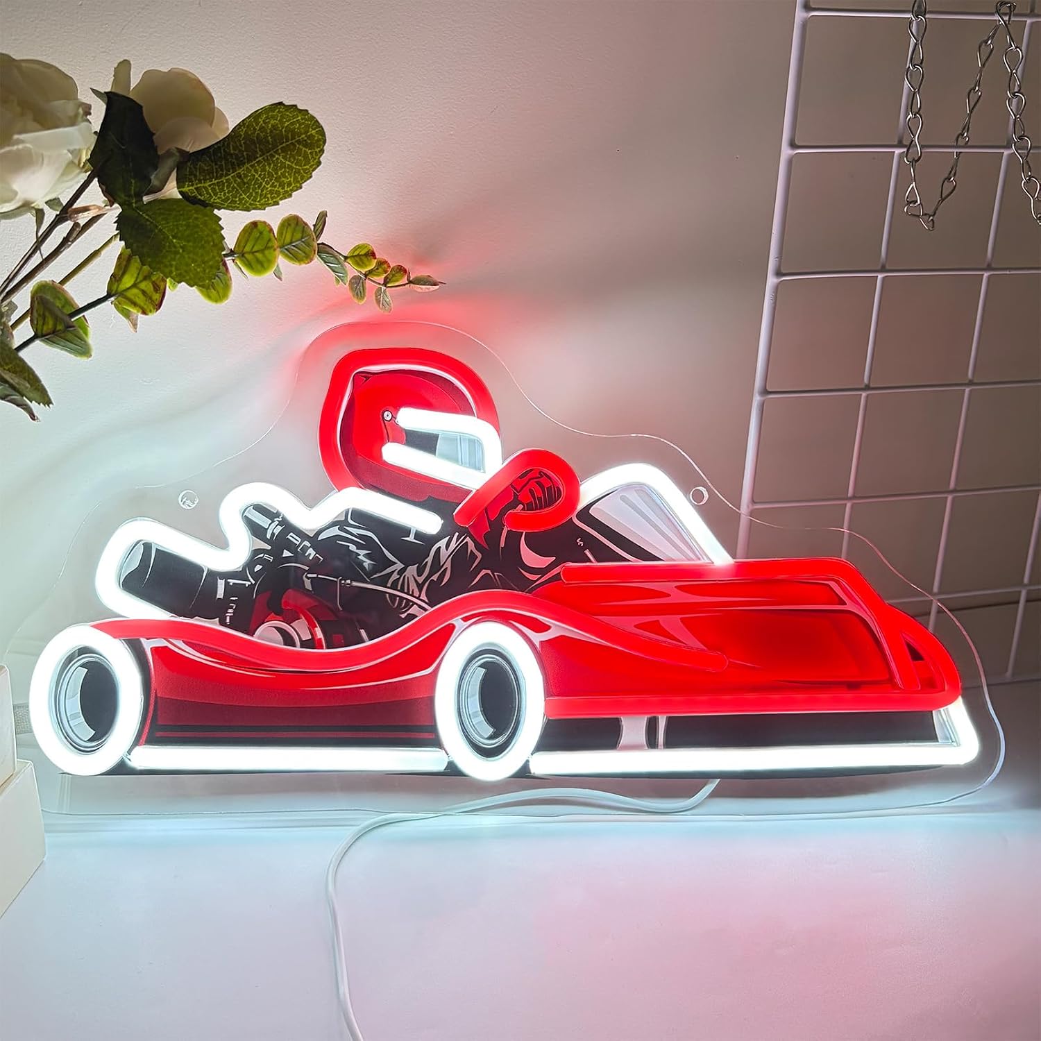 Decor Kart Lighting - Letreiro de LED Neon Go Kart