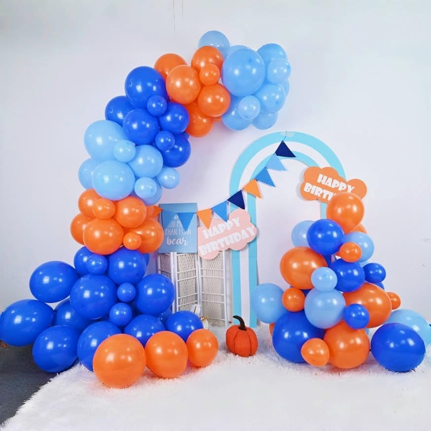 Arco de balão azul laranja dec - Orange Lighting Decor avaliação e preço