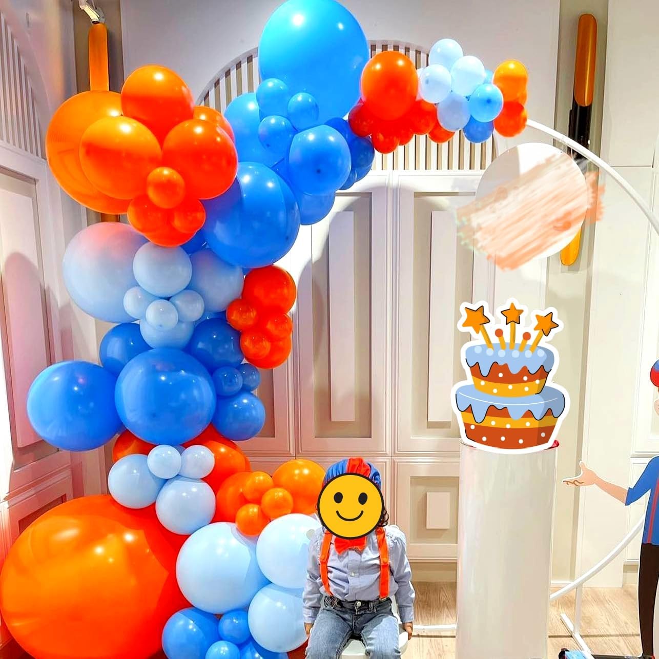 Arco de balão azul laranja dec - Orange Lighting Decor avaliação e preço
